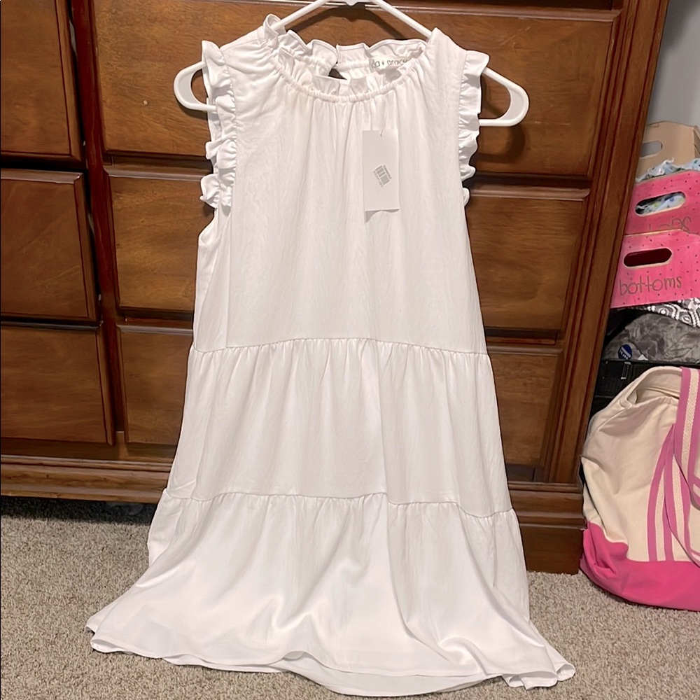NWT Dry Goods White Ruffle Dress
